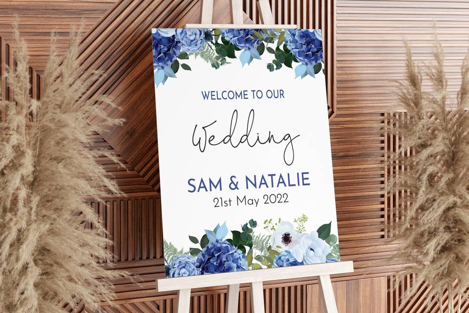 Navy wedding welcome sign