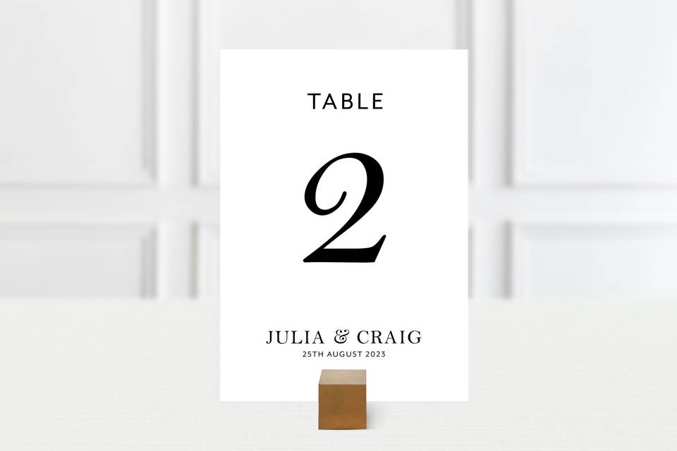 Wedding table number cards