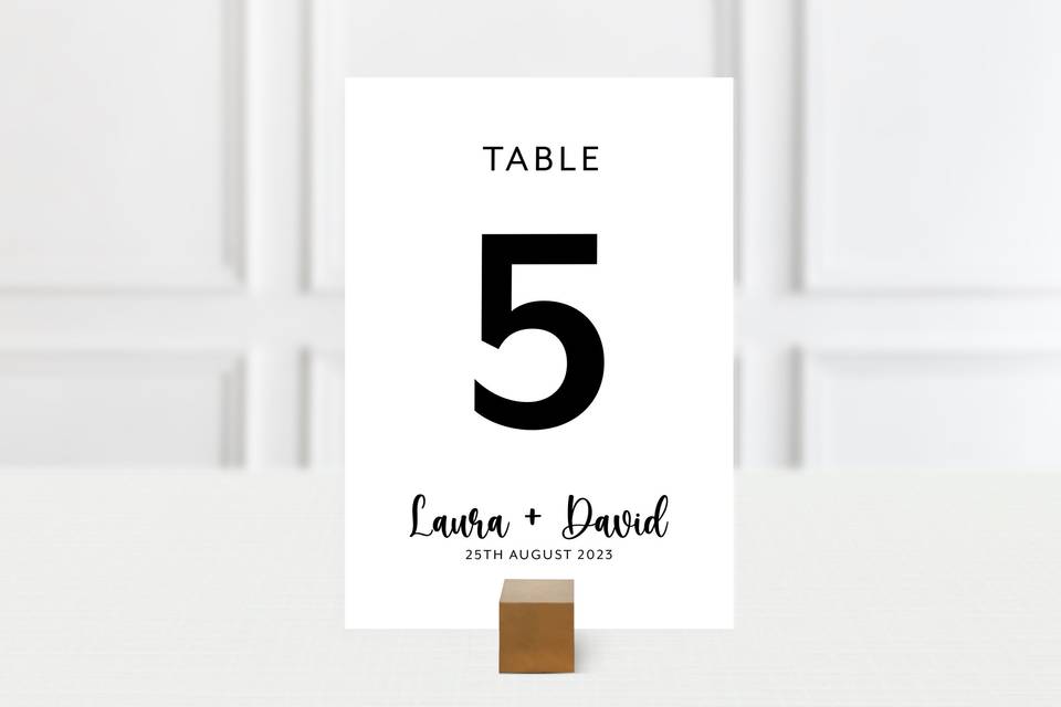 Wedding table number signs