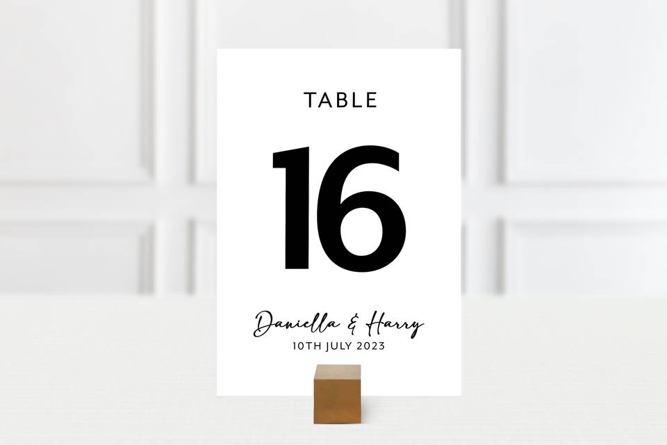 Wedding table numbers