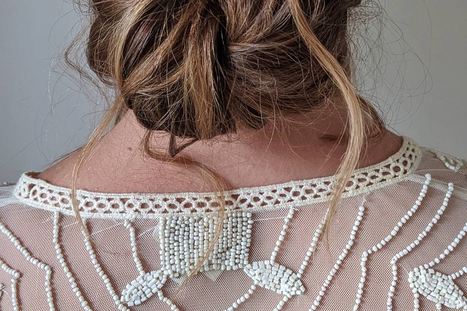 Boho textured low bun