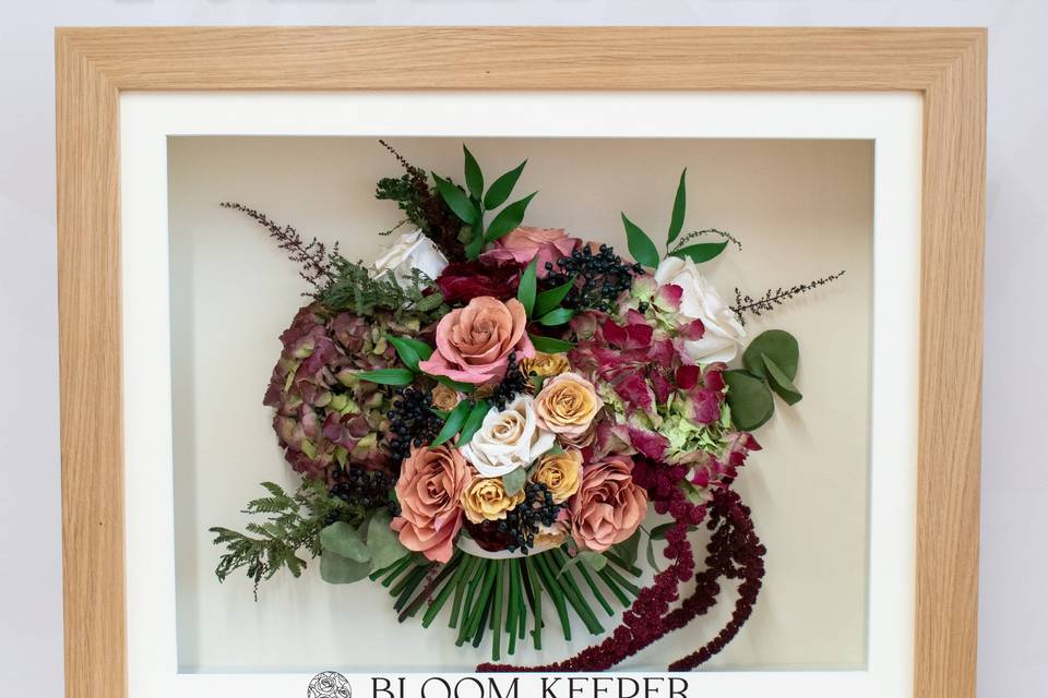 Framed bridal bouquet
