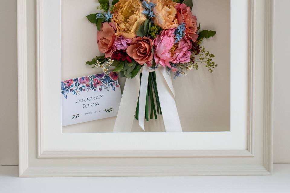 Framed wedding bouquet