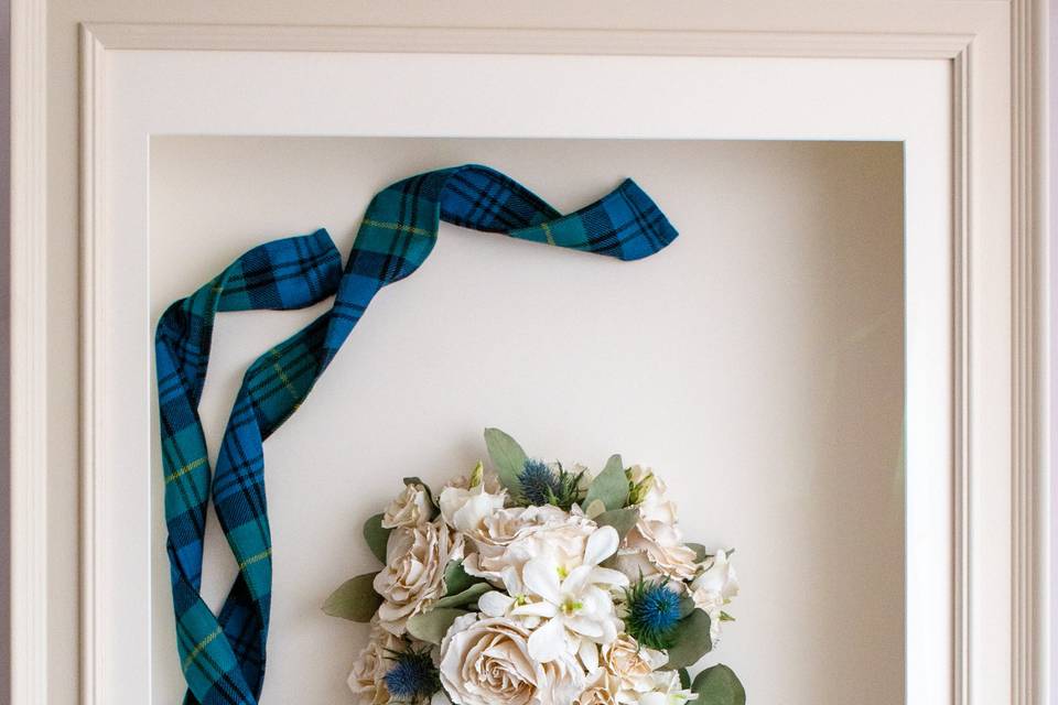 Framed preserved wedding bouqu