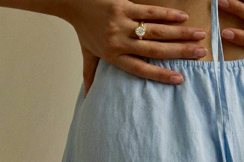 Bezel set Round ring
