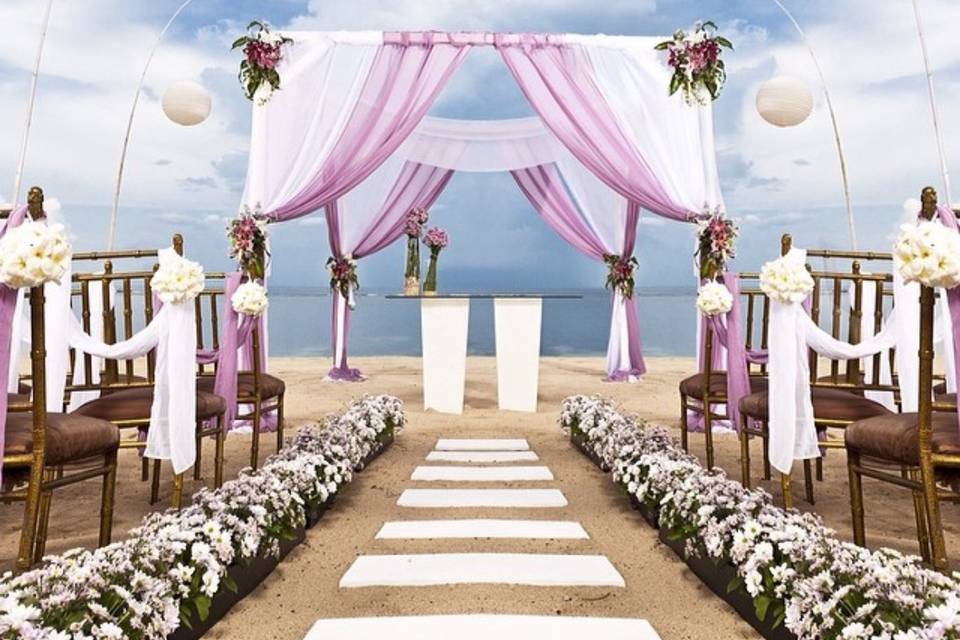 Beach ceremony set up