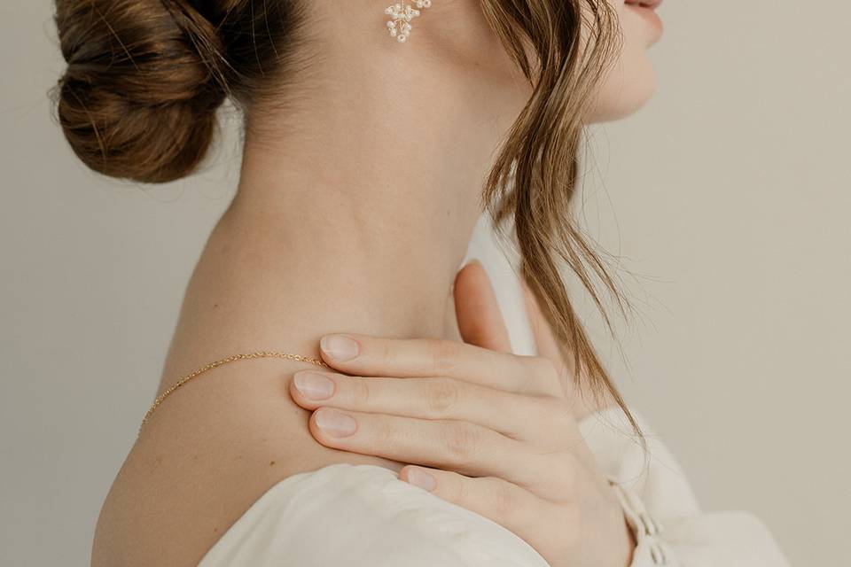 Matching earrings and hair accessories