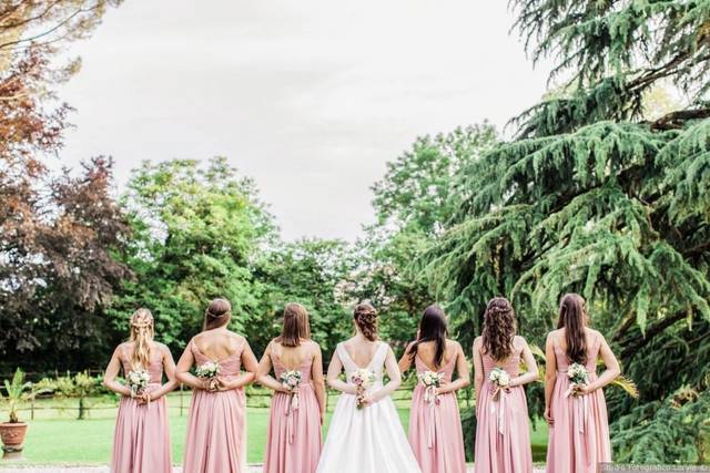 The bride and her bridesmaids