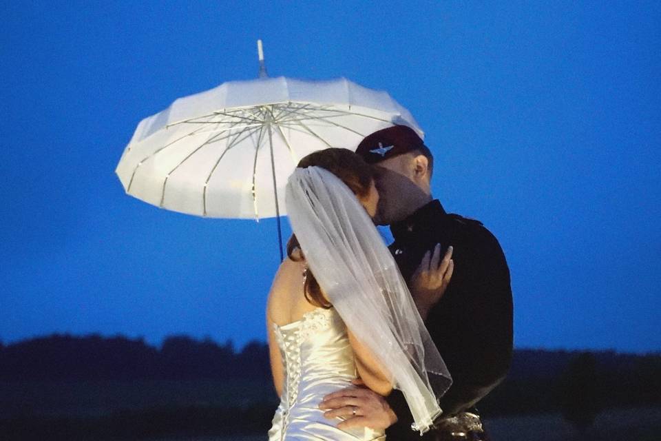 Couple under umbrella