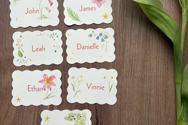 Hand painted name cards