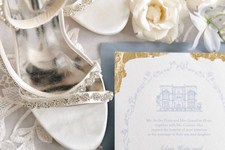 Azalea invite with gold foil