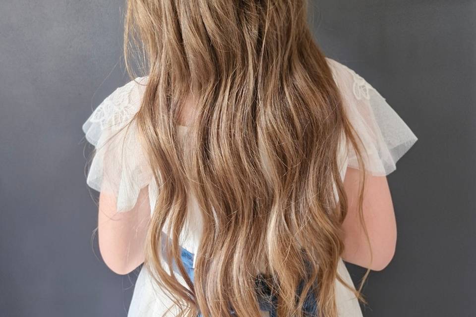 Flower braid on bridesmaid