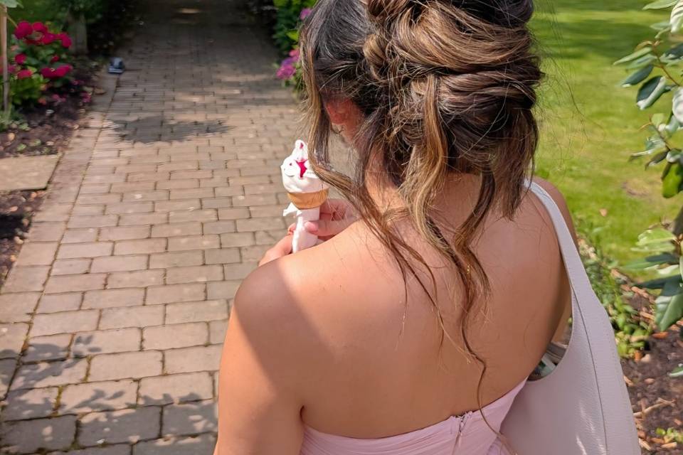 Romantic textured high bun
