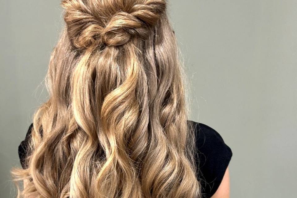 Twisted half up on long hair