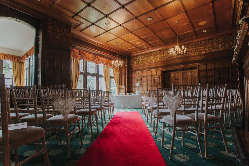 Red carpet for wedding ceremony