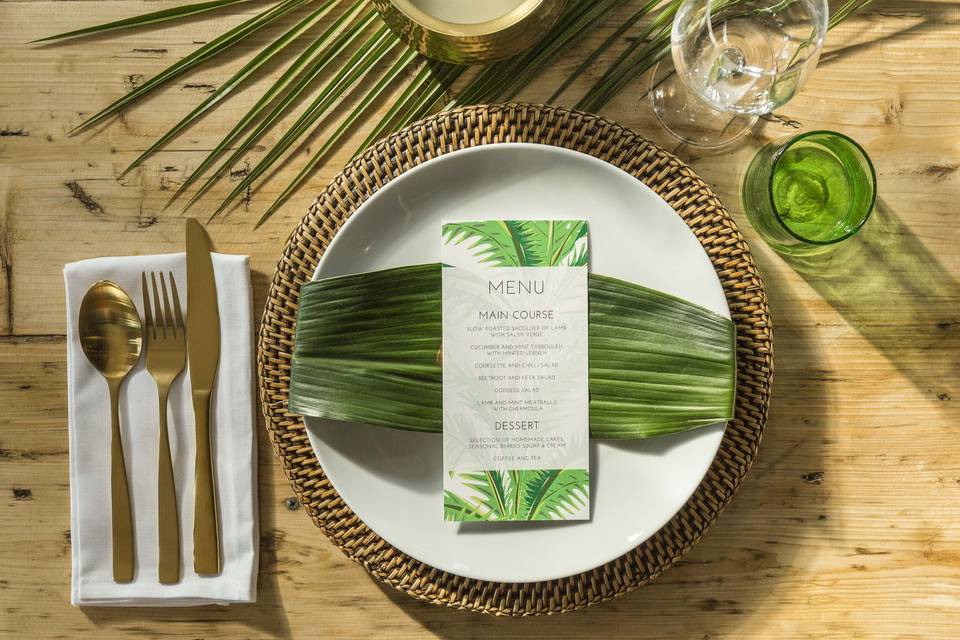 Close up of place setting