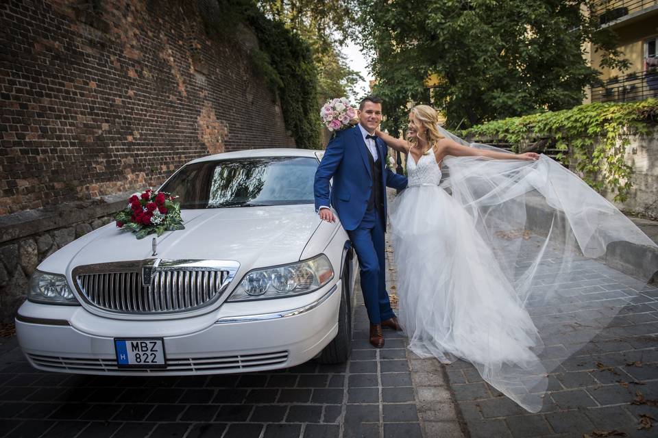 Wedding car and couple