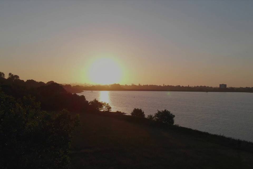 Sunrise Drone over water