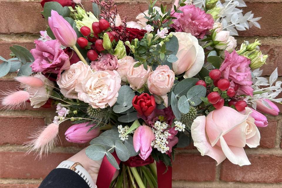 Pink and red Bridal Hand tied