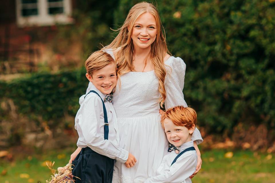 Bride and children