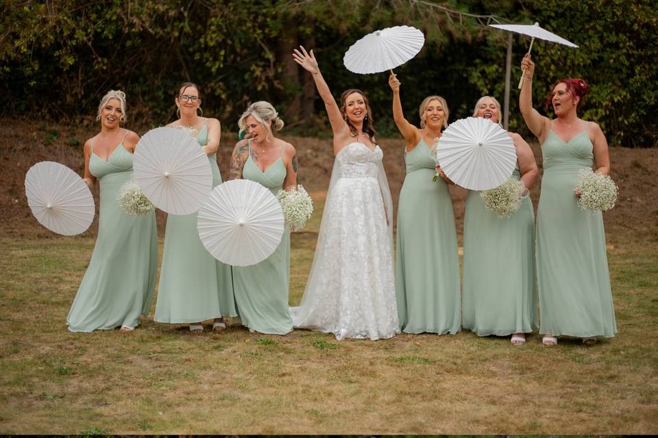 Bride and bridesmaids