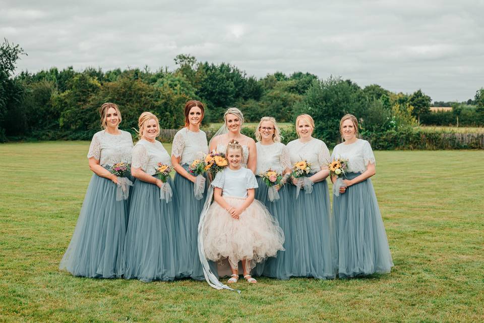 Bride and bridesmaids