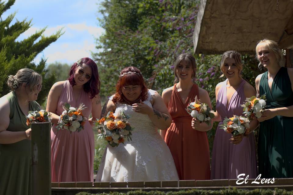 Bride and her bridesmaids