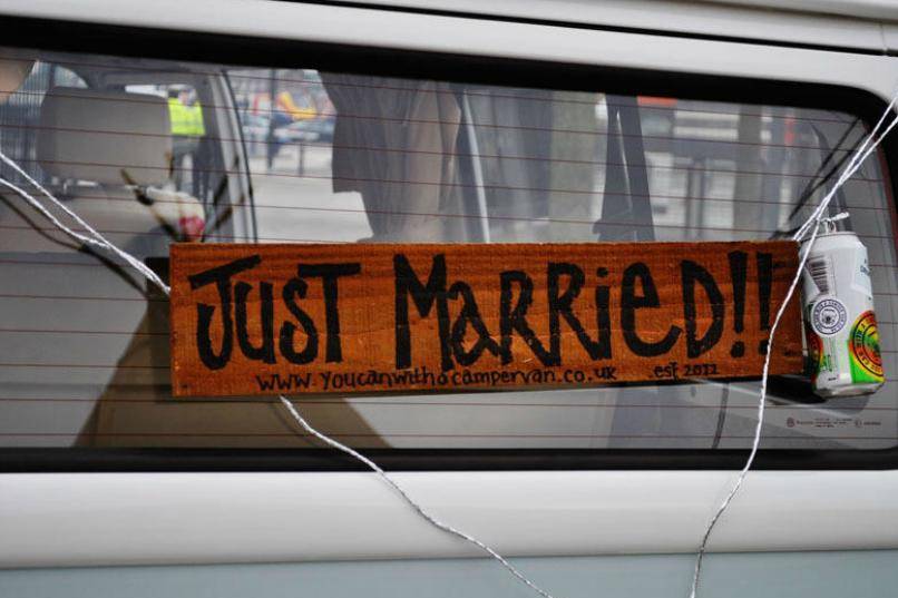 'Just Married' sign