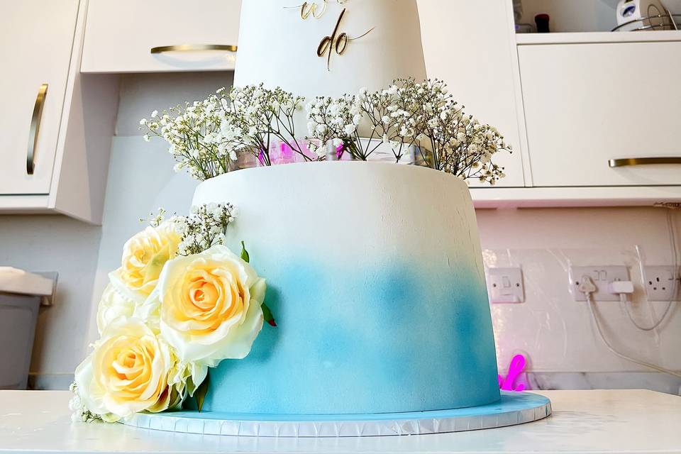 3-tier floral wedding cake