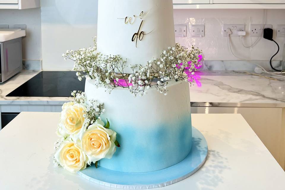 3-tier floral wedding cake