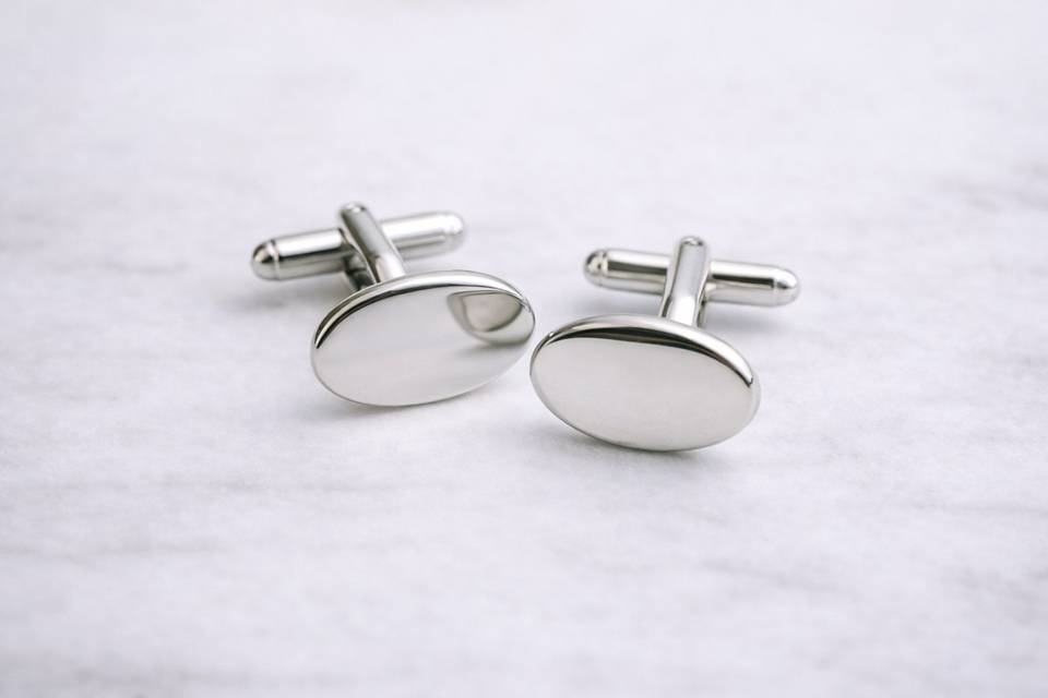 Polished silver cufflinks