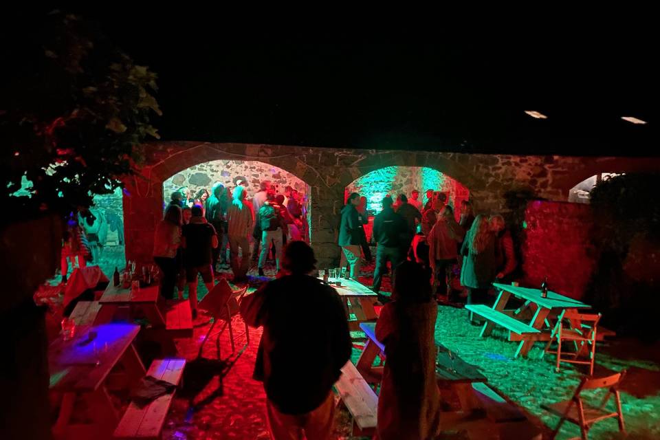Evening courtyard party