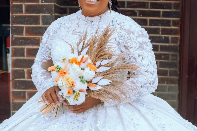 Bride in her reception dress.