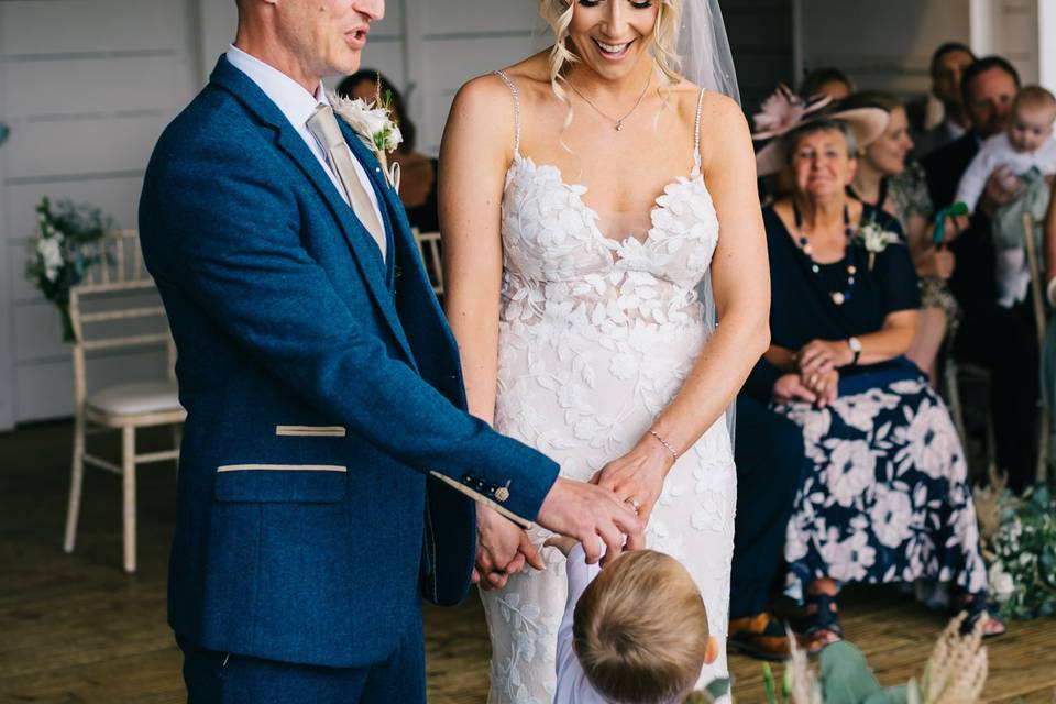 Tender moment during vows