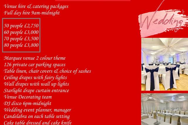 Venue hire & catering packages