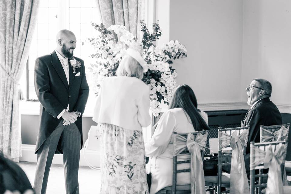 Groom waits patiently