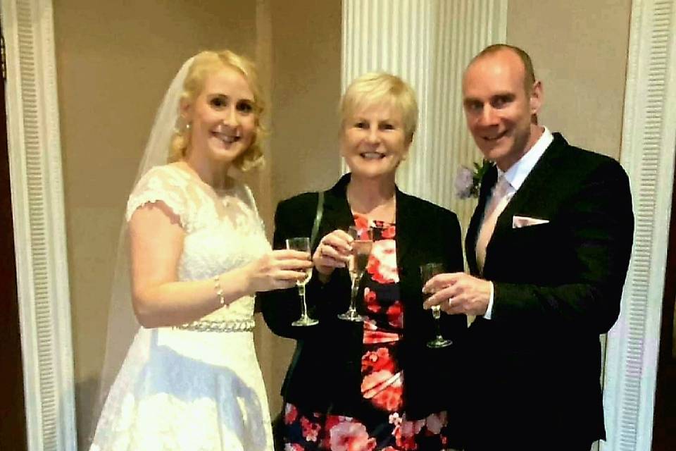 Cheers with the Newley Weds