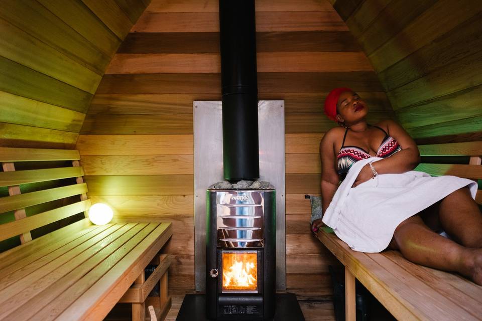 Wood burning sauna