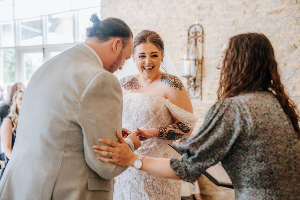 Laughing during ceremony