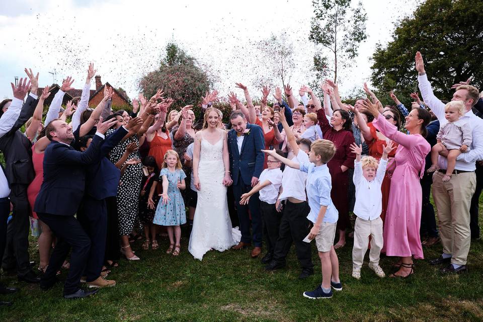 Fun confetti shot with couple