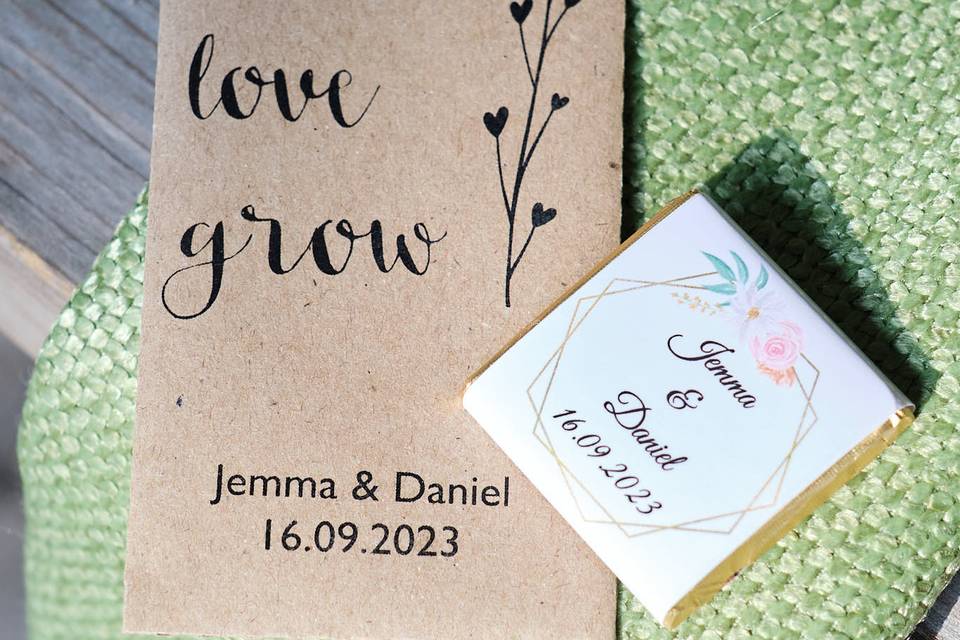 Personalised wedding favours