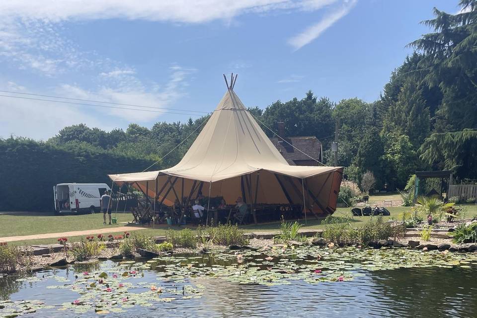 Pond and tipi view