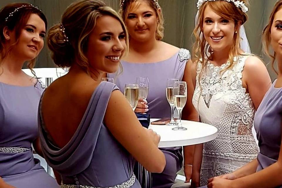 Happy bride and bridesmaids