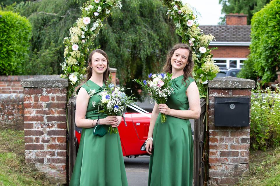 Bridesmaids in green