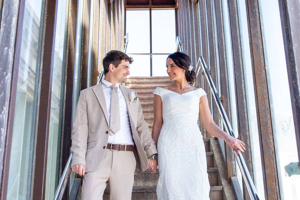 Bride & Groom on Steps