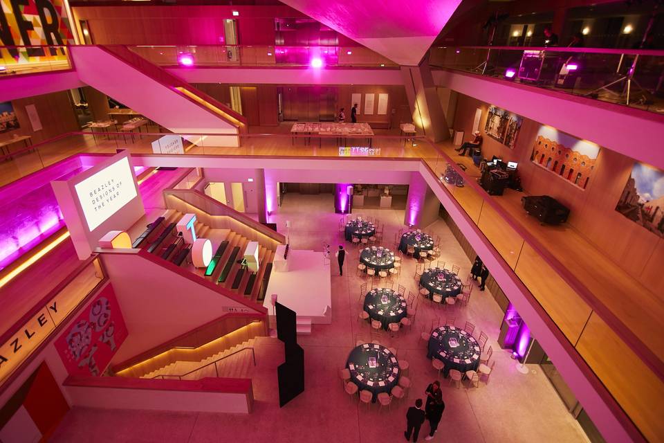 Triple height view over dining