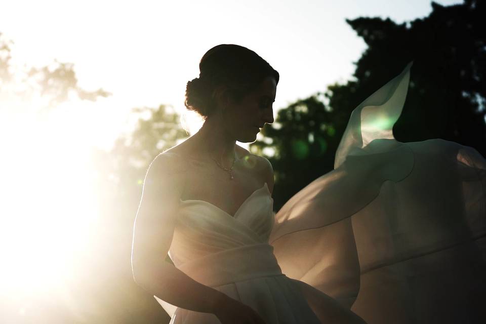 Silhouette shot of wed dress