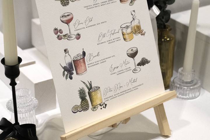 Illustrated Cocktail Sign