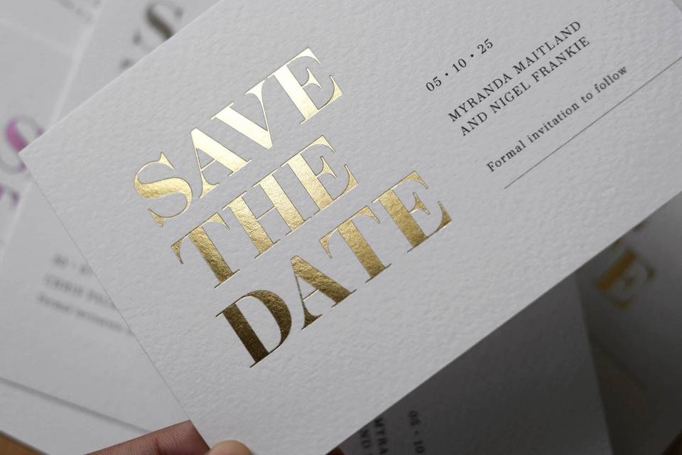 Hot Pressed Foil Save the Date