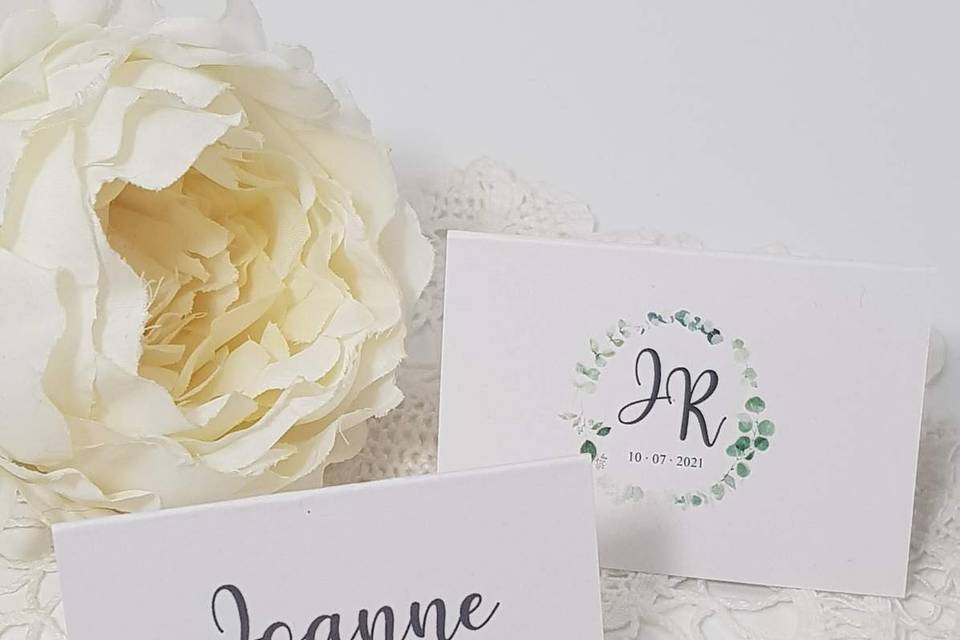 Pink wedding place cards